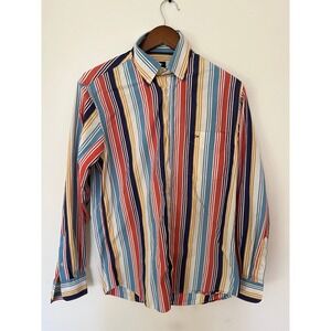 Paul & Shark Yachting Mens Multi Color Vertical Stripe Button Down Shirt Size 40